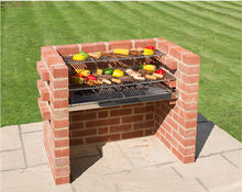 Load image into Gallery viewer, Black Knight BKB 304 brick bbq deluxe kit being used to barbecue meat, fish and veg.